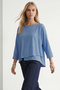 Women's Indigo Wrap Cut Pearl Detailed Flowy Blouse Alc-X15533 - 2