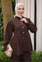 Brown Stitched Detailed Jacket and Trousers Set - 4