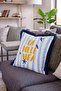 La Dolce Vita Written Striped Fringed Throw Pillow Cover - Navy Blue Tasseled Marine Themed Pillowcase - 2