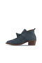 Navy Blue Nubuck Women's Heeled Boots - 3