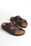 Madrid Unisex Orthopedic Sole Slippers with Double Strap Buckle, Daily Comfortable Outdoor Slippers, Cork Sole, Brown - 2
