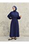 Batwing Sleeve Elastic Waist Dress-Navy Blue