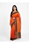 Nool Agni Rust Mysore Silk Saree with Unstitched Blouse Material - 2