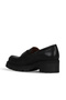 Black Leather Women's Wedge Heeled Shoes - 4