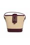 Original Straw Claret Red Bucket Model Gold Buckle Detailed Women's Hand and Shoulder Bag