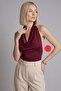 Women's Sanndy Fabric Three Models Single Blouse Madonna Collar Neck-Hanging Degaje Collar Body Blouse - 3