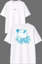 Melting Snow Design Front and Back Printed White Oversize T-Shirt