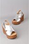 Seç 4023 genuine leather wedge heel sandal (heel height: 10 cm, platform: 3.5 cm) silver - 7