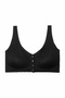 Laser Cut Seamless Gathering Wire-Free Front Snap Comfortable Support Bralette Strappy Black Women's Bra - 2