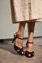 Paple Women's Brown Genuine Leather Suede Heel Sandals - 2