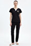 Flowy Comfortable Fit Combed Cotton Trouser Set - Black