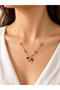 Purple Stone Detailed Bow Necklace |   Elegant Gold Women's Necklace with Stylish and Sparkling Design - 2