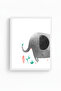 White Wooden Framed Minimal Elephant Patterned Painting - Vibrant Tones |   Huhu1568