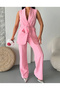 Double Blazer Suit with Thick Belted Vest and Trousers - 3