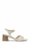 Women's Cream Daily Sandals with Thick Heels and Buckle Accessories - 3