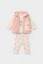 Teddy Bear Detailed Vest and Pants Girls' 3-Piece Set - 2