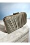 Pleated Nude Satin Chain Strap Evening Dress Bag - 4