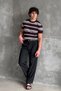 Men's Crew Neck Oversize Striped Knitwear T-Shirt - 3