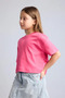 100% Cotton Crew Neck Short Sleeve Basic T-Shirt for Girls H7237A826Sm - 4