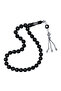 Silver-Embellished Tuğra Tassel Certified Erzurum Oltu Stone Prayer Beads 9 mm - 4