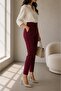 Narrow Leg Belt Detailed Fabric Trousers - 2
