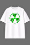 Partial Green Radiation Design Pre-Printed White Oversize T-Shirt