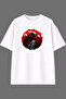 Round Neck Biker Birds Design Pre-Printed White Oversize t Shirt
