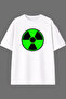 تي شيرت أبيض كبير الحجم بتصميم Green Radiation مطبوع من الأمام