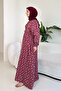 Floral Patterned Tie Dress - Burgundy - 4