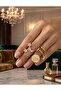 Brass Zircon Stone Star and Moon Model Gold Color 3-Piece Earring Set - 3