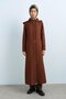Thin Quilted Overcoat with Accessory Detail - Brown