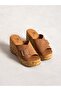 Willoy Tan Suede Wedge Heeled Women's Slippers - 4