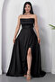 Strapless Neckline Rhinestone Straps Ruffle Satin Dress Drp582 - 6