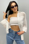 Women's White Cotton Oversize Wide Sleeve Loose Fit Long Basic Tie-Waist Shirt Blouse - 6