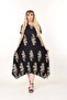 Women's Plus Size Black Mink Branch Patterned Stylish Asymmetrical Dress - 6