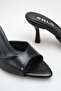 Calivia Black Rustic Women's Stylish New Season Pointed Toe Comfortable Thin Heeled Slippers - 4
