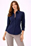 Long Sleeve Shirt with Buttons, Classic Collar, Suitable for Casual and Office Wear - Navy Blue - 2