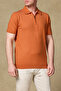 Mono Triko Polo Kaşmir Karışımlı Modern Fit Turuncu Polo Yaka Erkek Düz Polo Shirt