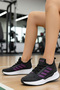 Women's Black Fuchsia Lace-Up Mesh Knitwear Lightweight Comfortable Sole Summer Sports Shoes Sneaker Spor101 - 2