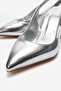 Women's Open Back Pointed Toe 7cm Heeled Shoes Silver - 6