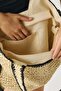 Contrast Detailed Straw Bag Y9213 Beige - 3