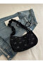 Stylish Black Monochrome Plush Shoulder Bag with Soft Zipper and Bow-Shaped Drawstring Design for Women's Daily Use, Unique Design - 6