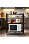 Black 3-Tier Foldable Steel Shelf 71×34×87cm – No Assembly, Expand & Use, 360° Wheels, Rust-Proof, Space-Saving Storage Rack for Kitchen & Bedroom - 3