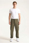 Men's Khaki Cargo Pocket Parachute Fabric Elastic Waist Loose Fit Jogger Pants