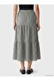 Lcwaikiki Classic Navy Blue Plaid Layered Skirt with Elastic Waist - 4