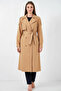Women's Double Breasted Collar Tan Trench Coat - 5
