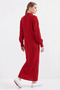 Women's High Collar Zipper Knitwear Red Dress - 6