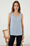 Women's V-Neck Zero Sleeve Blue Blouse - 3