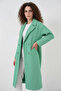 Women's Wide Collar Oversize Herringbone Patterned Cashmere Green Coat - 2