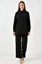 Women's Buttoned Black Hijab Suit - 2